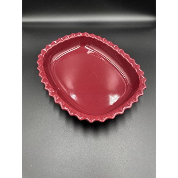 Rare Vintage Chantal Maroon Scalloped Oval Baking Dish 11×9 – Glazed Stoneware - Picture 1 of 6